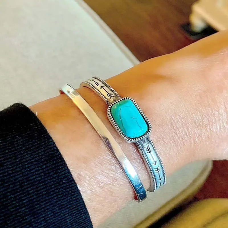 Natural Stone Arrow Bracelets for Women Party Gift Vintage Bangle Jewelry