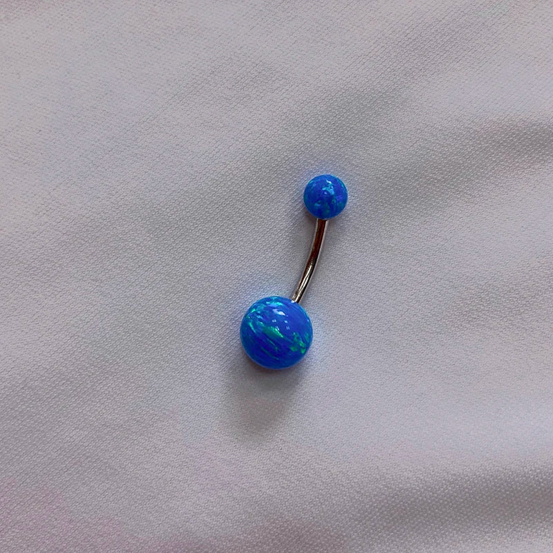 Opal Belly Button Piercing Jewelry 925 Sterling Silver Rod Length 6 8 10 12 MM