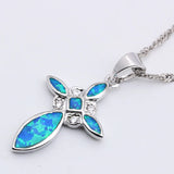 Opal Cross Pendant Women Gift Chain