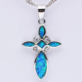 Opal Cross Pendant Women Gift Chain