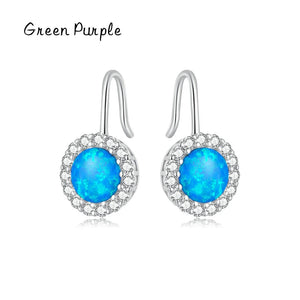 Opal Piercing Earrings 925 Sterling Silver Brilliant Gem Ear Hooks Fine Jewelry