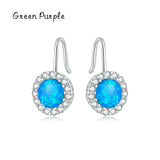 Opal Piercing Earrings 925 Sterling Silver Brilliant Gem Ear Hooks Fine Jewelry