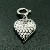 Opal Stone Heart Charms 925 Silver with Spring Clasp