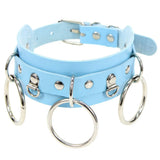PU Leather Choker Necklace Stainless Steel Collar