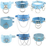 PU Leather Choker Necklace Stainless Steel Collar