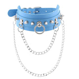 PU Leather Choker Necklace Stainless Steel Collar