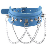 PU Leather Choker Necklace Stainless Steel Collar