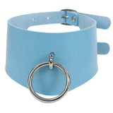PU Leather Choker Necklace Stainless Steel Collar