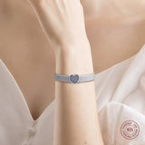 925 Silver Heart Clip Charms Crystal Beads for Women Bracelet
