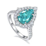 Pear Shaped CZ Fidget Ring Micro Pave Silver Bling