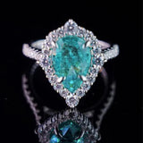 Pear Shaped CZ Fidget Ring Micro Pave Silver Bling