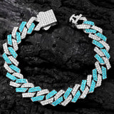 Pink Rhinestone Cuban Link Chain Bracelet Hip Hop Iced Out Crystal Paved