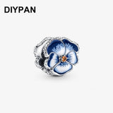 Pink Pansy Flower Charm for Pan Bracelet&Bangle Charms Pendant Berloque