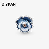 Pink Pansy Flower Charm for Pan Bracelet&Bangle Charms Pendant Berloque