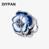 Pink Pansy Flower Charm for Pan Bracelet&Bangle Charms Pendant Berloque