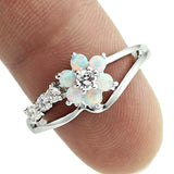 Opal Flower Silver Plated Ring for Women