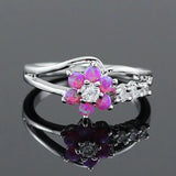 Opal Flower Silver Plated Ring for Women