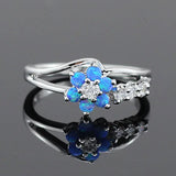 Opal Flower Silver Plated Ring for Women