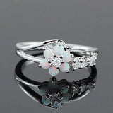 Opal Flower Silver Plated Ring for Women
