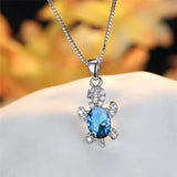 Purple Oval Zircon Pendant Rainbow Stone Turtle Necklaces For Women