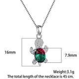 Purple Oval Zircon Pendant Rainbow Stone Turtle Necklaces For Women