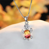 Purple Oval Zircon Pendant Rainbow Stone Turtle Necklaces For Women