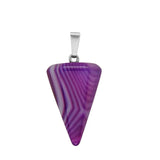 Purple Pink Stripe Agates Chakra Reiki Healing Crystal Pendant