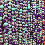 6/8/10MM Purple Sea Turquoise Jade Natural Stone Round Loose Beads DIY