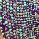 6/8/10MM Purple Sea Turquoise Jade Natural Stone Round Loose Beads DIY