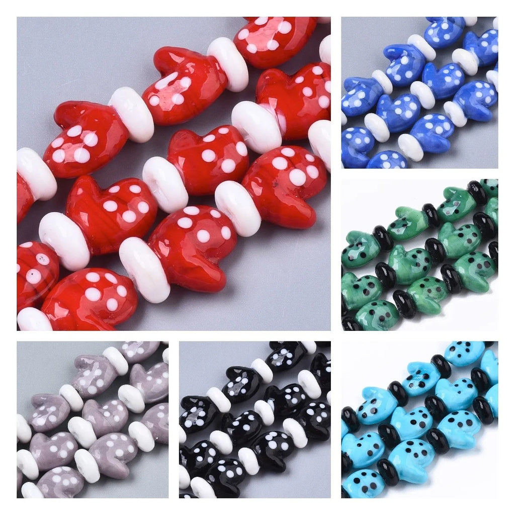 Red Green Christmas Gloves Lampwork Beads 25pcs/Strand