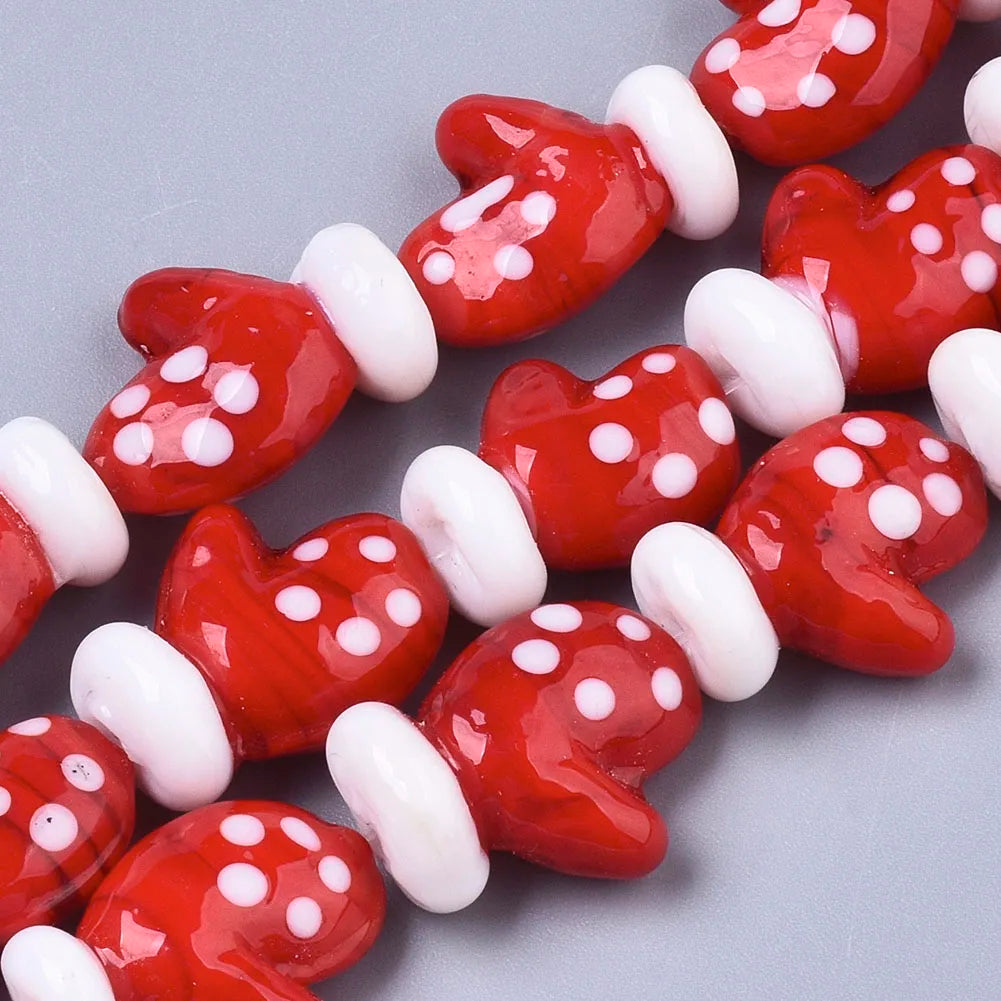 Red Green Christmas Gloves Lampwork Beads 25pcs/Strand