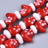 Red Green Christmas Gloves Lampwork Beads 25pcs/Strand