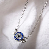 Rhinestone Evil Eye Anklet Silver Thin Chain Female Gift