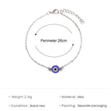 Rhinestone Evil Eye Anklet Silver Thin Chain Female Gift