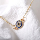 Rhinestone Evil Eye Anklet Silver Thin Chain Female Gift