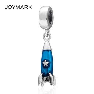 Rocket Missile Sterling Silver Dangle Beads Spaceship Pendant 925 Silver