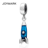 Rocket Missile Sterling Silver Dangle Beads Spaceship Pendant 925 Silver