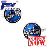 Round Bike Bicycle Cufflink Cuff Link - 2 Pairs