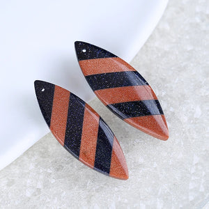 Red Sand Sun Sitara Intarsia Woman Earrings 43x15x4mm