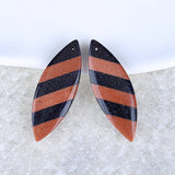 Red Sand Sun Sitara Intarsia Woman Earrings 43x15x4mm
