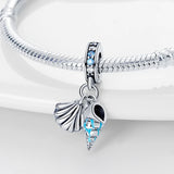 Ocean Conch Shell Dangle Charm Bracelet Necklace Pendant Beads Silver Jewelry