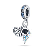 Ocean Conch Shell Dangle Charm Bracelet Necklace Pendant Beads Silver Jewelry