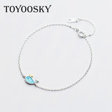 Whale Charm Bracelet 925 Sterling Silver Women Dolphin Link Chain Jewelry