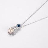 925 Silver Christmas Tree Pearl Pendant Necklace for Women