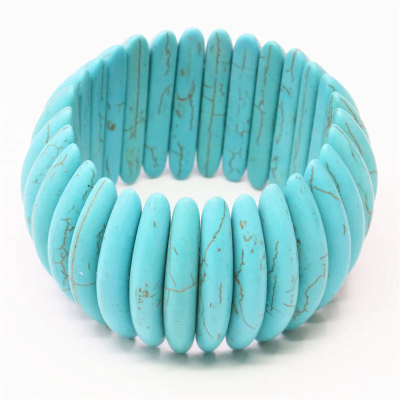Stone Calaite Turquoise Beads Bracelet 7.5 inch B314