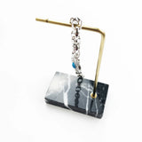 Sterling Silver Stone Charm Carrier Bracelet with Lobster Clasp