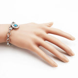 Sterling Silver Stone Charm Carrier Bracelet with Lobster Clasp