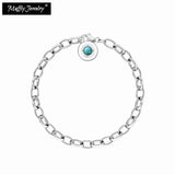 Sterling Silver Stone Charm Carrier Bracelet with Lobster Clasp