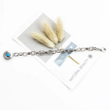 Sterling Silver Stone Charm Carrier Bracelet with Lobster Clasp