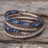 Stones Stainless Steel Chain Wrap Bracelet Hematite Crystal Beads